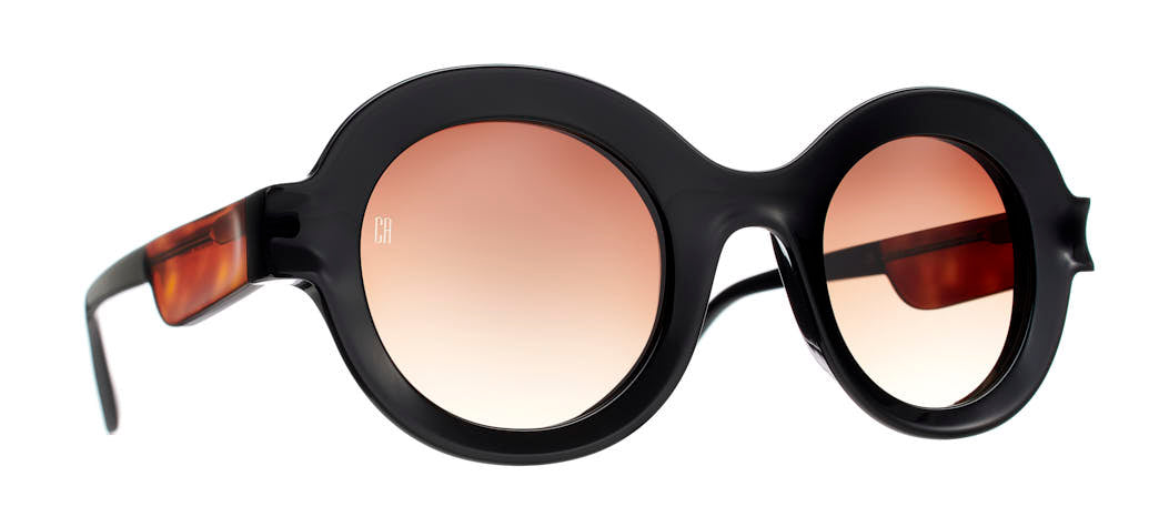Caroline Abram Lolly 265 acetate matte black and tortoise sunglasses - front view