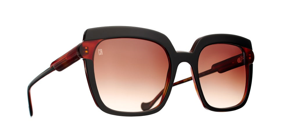 Caroline Abram Nava 775 acetate black and red brown sunglasses - front view