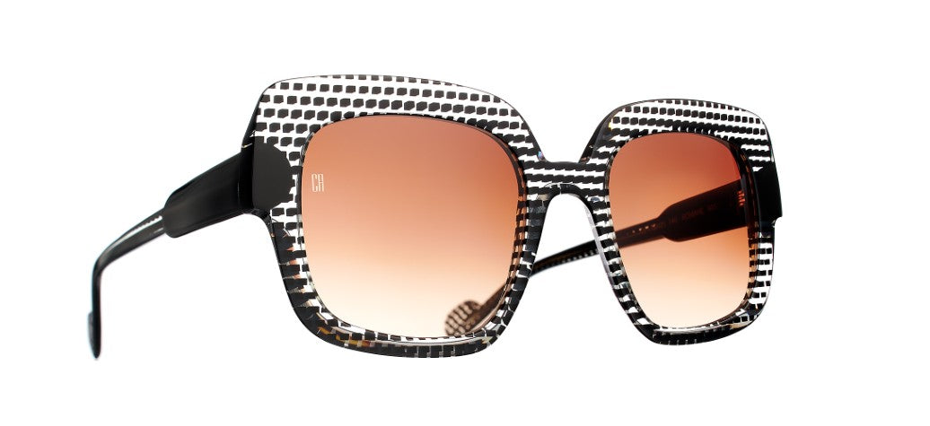 Caroline Abram Romane 935 acetate black and white sunglasses - front view