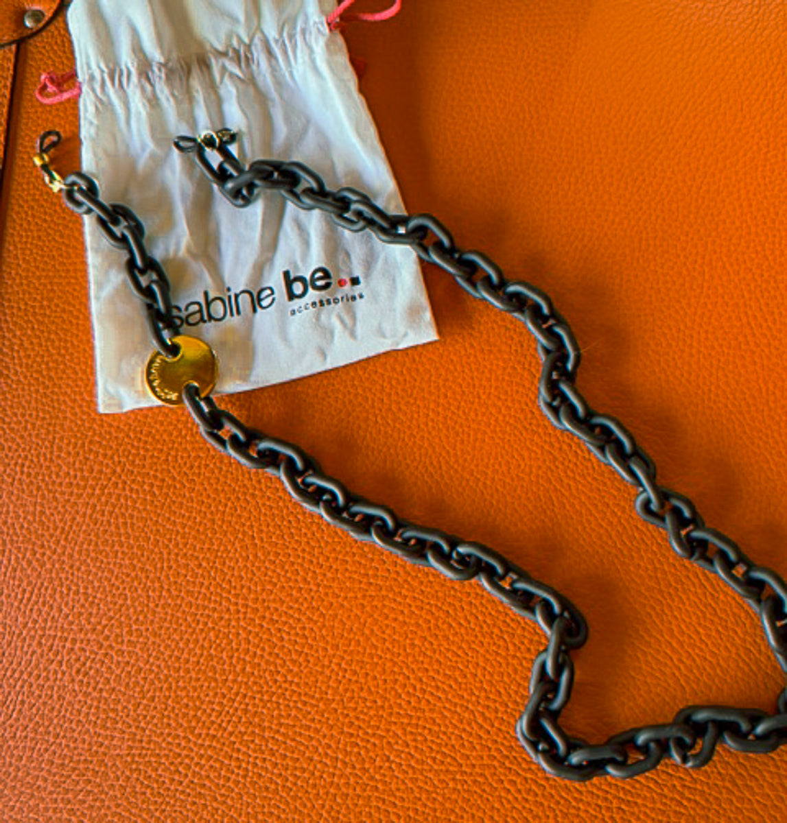 Sabine Be BE Addict Chain matte black resin eyewear chain - front view
