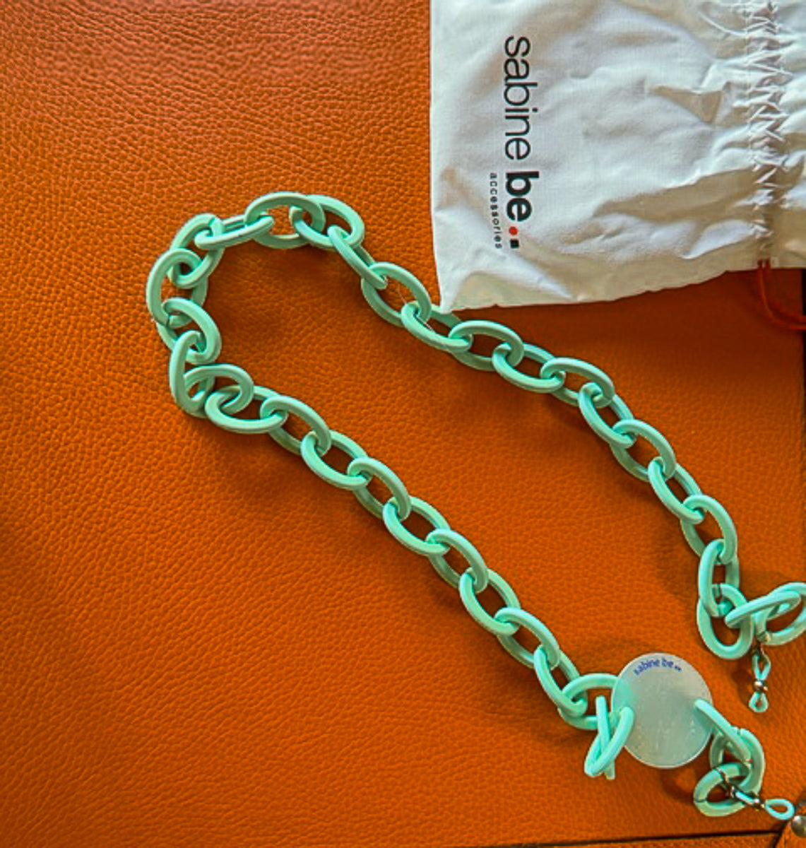 Sabine Be Pretty Chain matte turquoise resin eyewear chain - front view