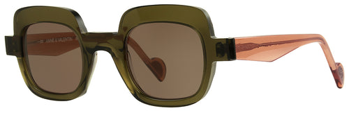 Anne & Valentin Sally acetate olive and peach sunglasses - front view