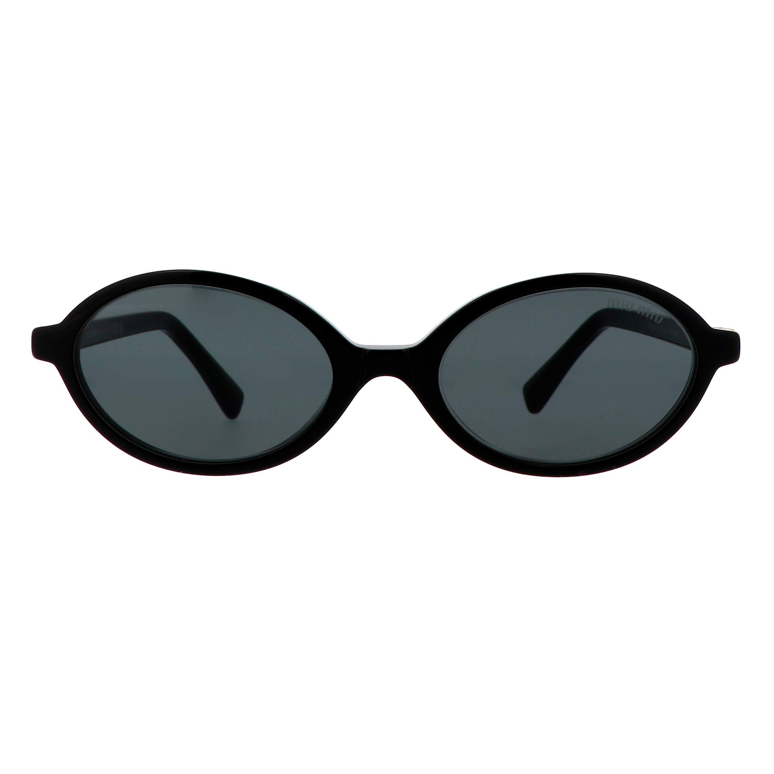 Miu Miu MU 04ZS black acetate round sunglasses - side view